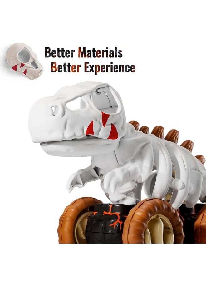 iPlay, iLearn ðŸðŸŽðŸðŸ’ ðð„ð– Dinosaur Monster Truck Toys for Toddlers 1-3, Skeleton Pull Back Dino Car for Kids 2-4 Year, Boy Cool T-Rex Fossil Vehicle Playset, Birthday Gifts 12 18 24 Month