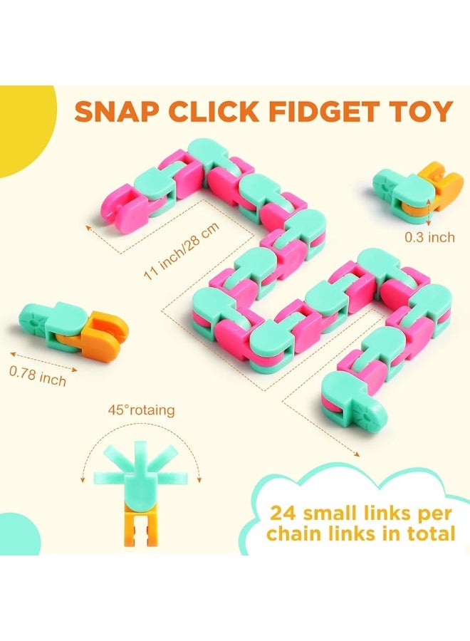 60 Pieces 24 Links of Wacky Track Fidget Toy Fidget Wacky Tracks Colorful Snake Snap Toys Wacky Track Easter Gifts for Kids Adult Autism Stress Relief Therapy Toys Keeps Fingers Busy and Mind Focused