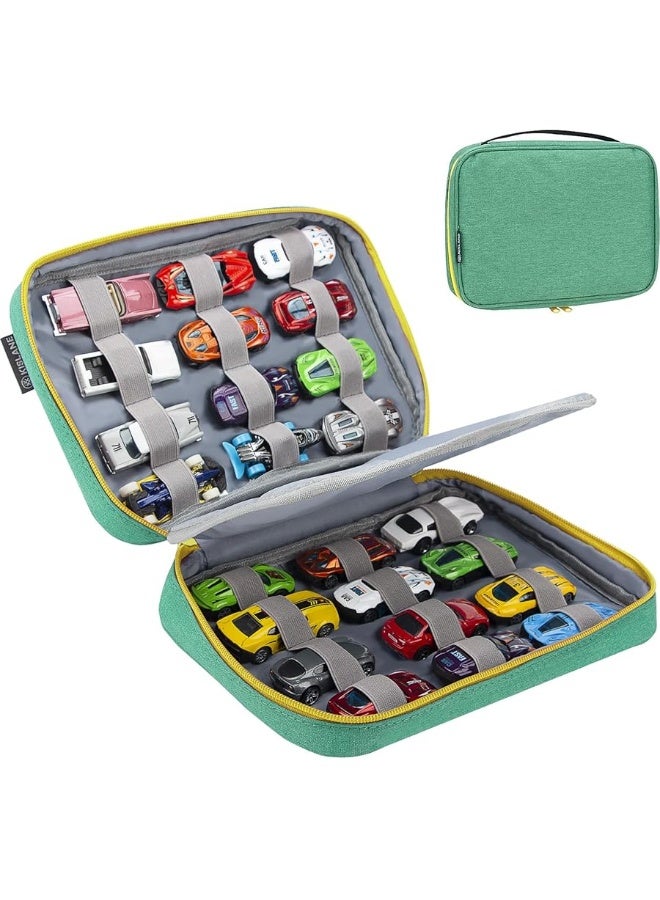 KISLANE 24 Toy Cars Storage for Hot Wheels, Storage Case Compatible with 24 Hot Wheels, Matchbox Cars, Mini Toys, Hot Wheels Storage for Kids, Bag Only (Green)