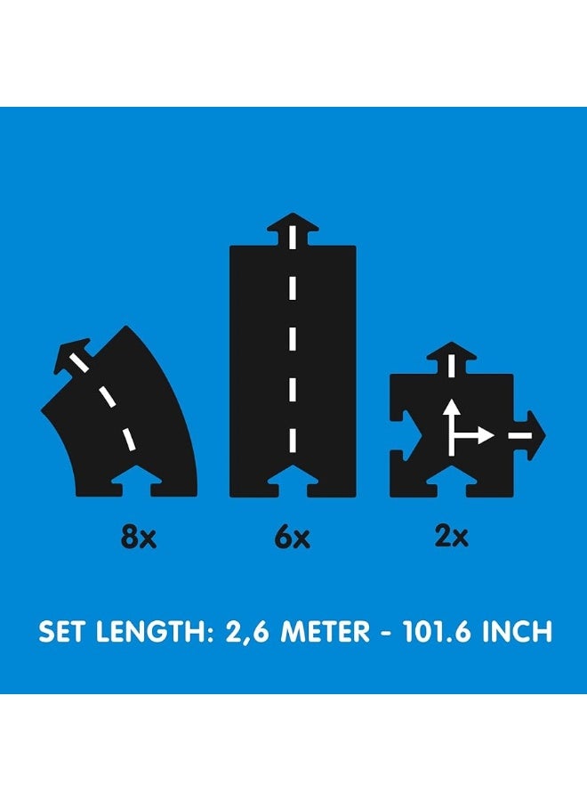 Waytoplay Expressway, 16 Piece Circuit for Toy Cars - Flexible, Indestructible, and Waterproof - Modular Car Tracks - Made in The Netherlands