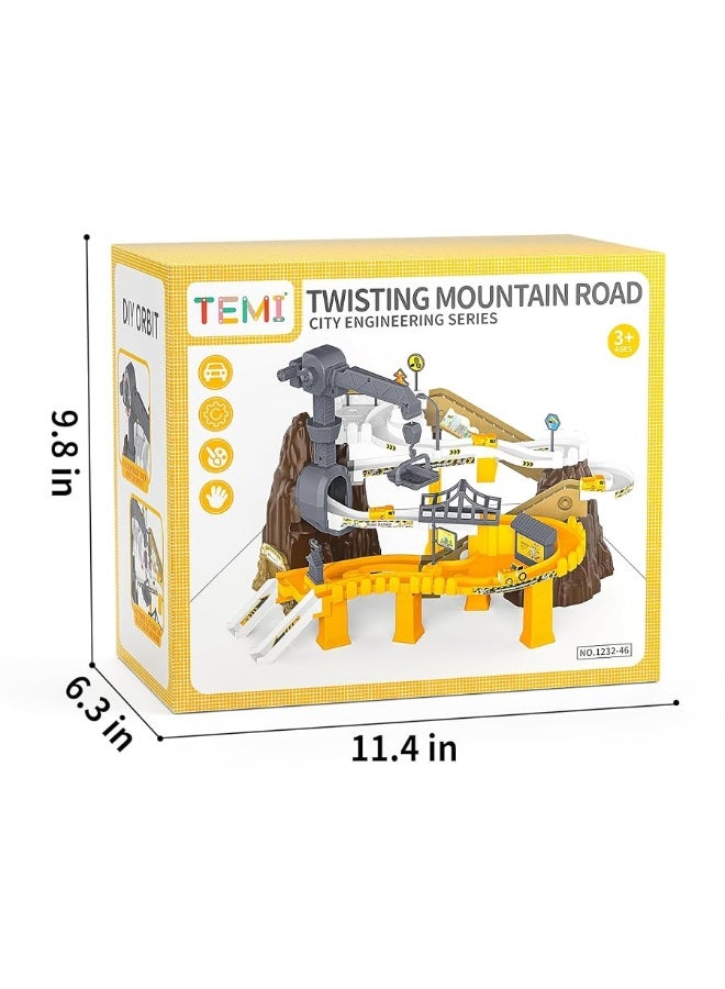 TEMI Race Track Parking Adventure Garage Building Engineering Construction Site Game with 12 Mini Car Toys Gift 3 4 5 6 7 8 Years Old Boy Toddler Kid