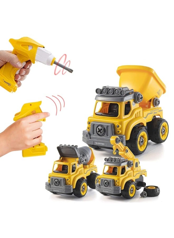 Top Race 3-in-1 Construction Vehicle - Easy Assembly Take Apart Construction Truck with Remote Control - Trucks and Kids Building Toy