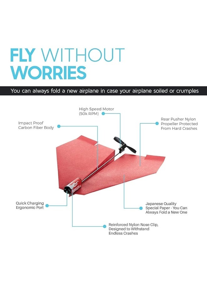 POWERUP 2.0 Paper Airplane Conversion Kit | Electric Motor for DIY Paper Planes | Fly Longer and Farther | Perfect for Kids & Adults | Ready to Use Aeroplane Engine Kits