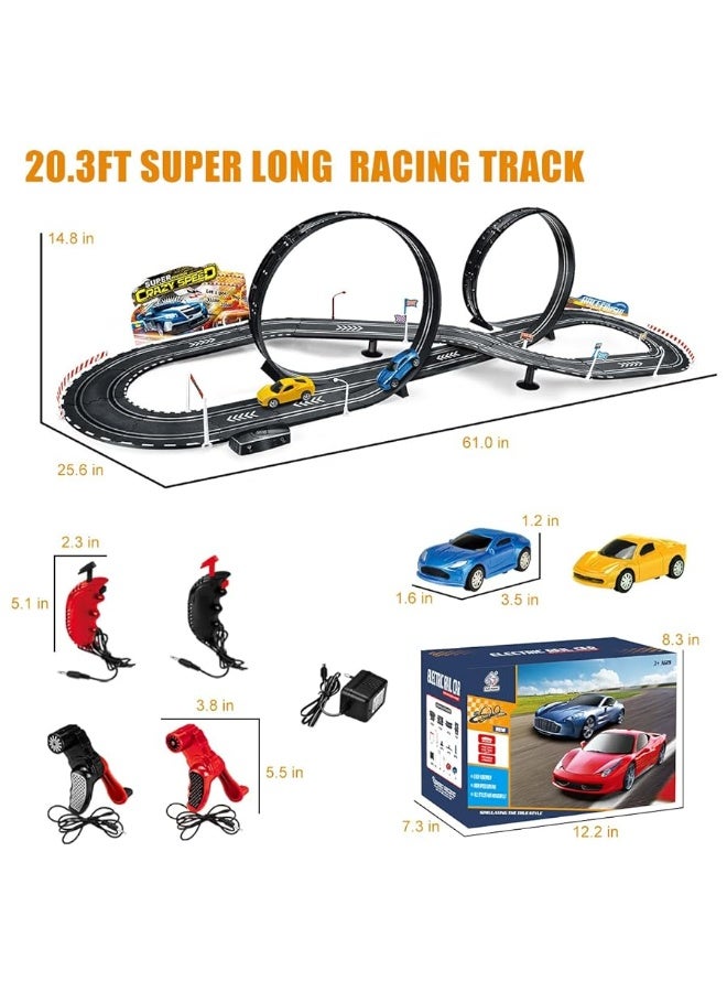 Electric Slot Car Race Track Sets with 2 Cars, 1:20 Scale Dual Racing Game, 2 Circular Overpass Track, 2 Electric & 2 Hand Speed Controllers, Gifts Toys for Boys Kids Ages 6 Years and Up