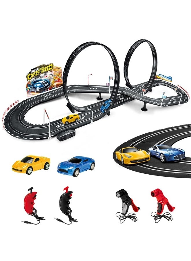 Electric Slot Car Race Track Sets with 2 Cars, 1:20 Scale Dual Racing Game, 2 Circular Overpass Track, 2 Electric & 2 Hand Speed Controllers, Gifts Toys for Boys Kids Ages 6 Years and Up