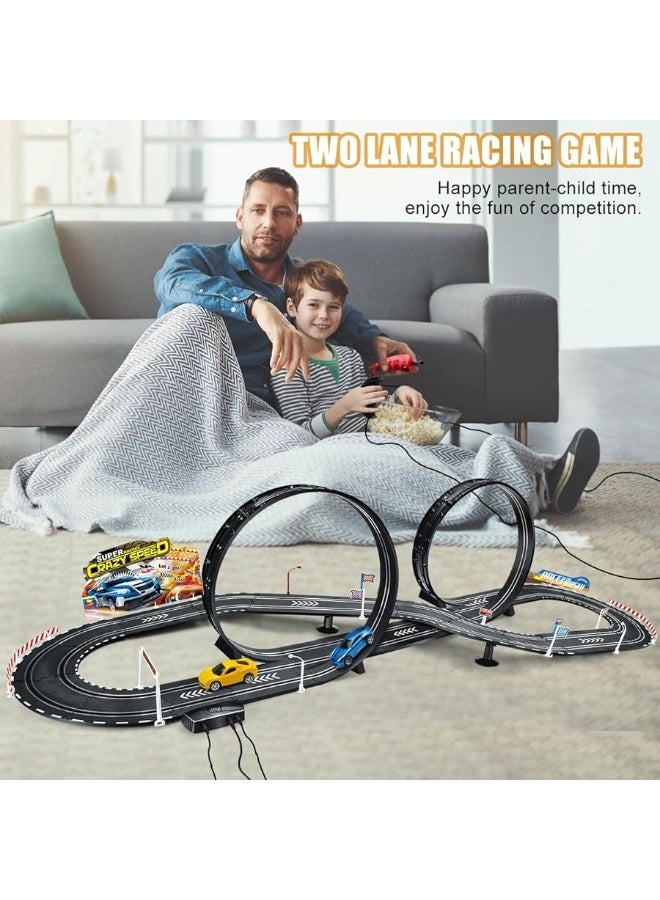 Electric Slot Car Race Track Sets with 2 Cars, 1:20 Scale Dual Racing Game, 2 Circular Overpass Track, 2 Electric & 2 Hand Speed Controllers, Gifts Toys for Boys Kids Ages 6 Years and Up