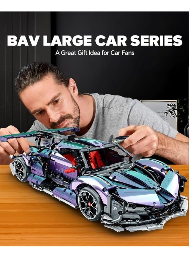 Super Plated Sports Car Building Kits, Adult Collectible Model and Race Engineering Toy Set, 1:10 Scale Electric Driftable Remote Control Sports Car for Adults Men Teens