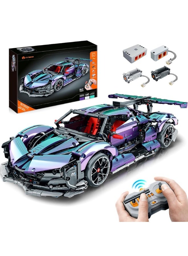 Super Plated Sports Car Building Kits, Adult Collectible Model and Race Engineering Toy Set, 1:10 Scale Electric Driftable Remote Control Sports Car for Adults Men Teens