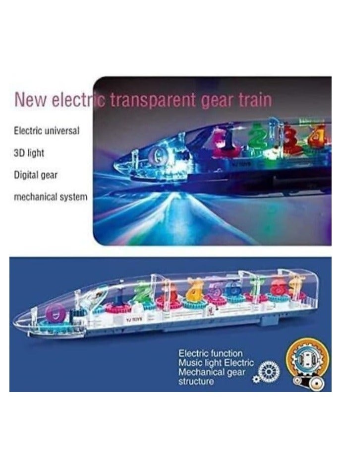 Transparent 3D Train 360 Degree Rotation Sound & Light Toy for 2-5 Years Kids Hand-Eye Coordination and Intellectual Development