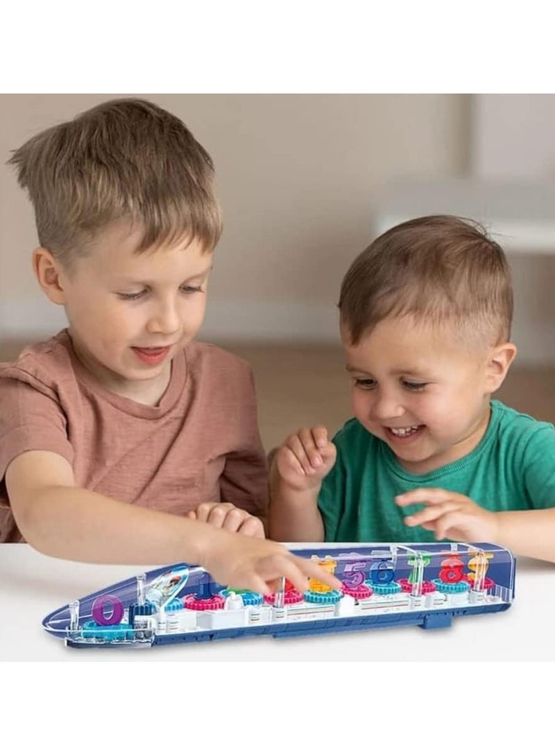 Transparent 3D Train 360 Degree Rotation Sound & Light Toy for 2-5 Years Kids Hand-Eye Coordination and Intellectual Development