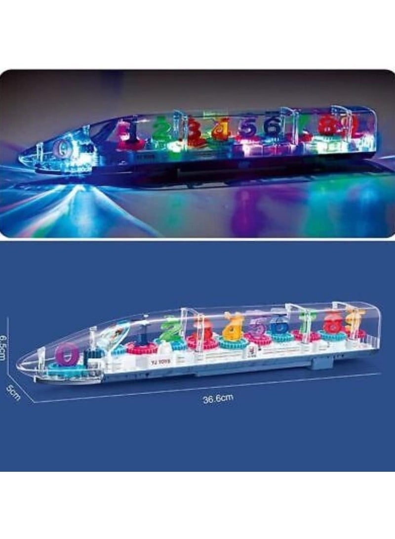 Transparent 3D Train 360 Degree Rotation Sound & Light Toy for 2-5 Years Kids Hand-Eye Coordination and Intellectual Development