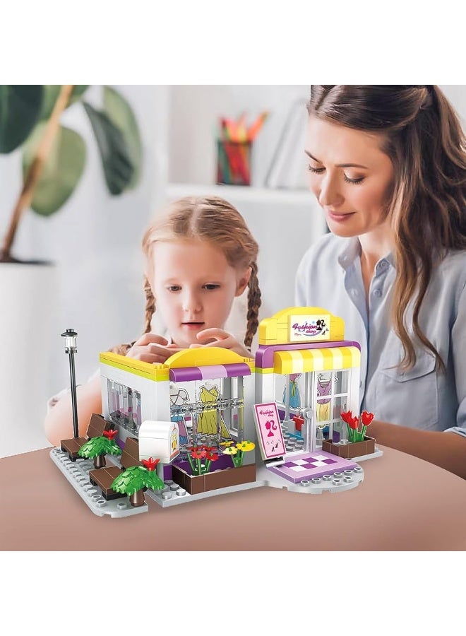 BRICK STORY Girls Friends Fashion Clothing Store Building Sets 263 PCS Shop House Building Kit Creative Shopping Role Play Building Toys Christmas Birthday Gift for Kids Aged 6-12