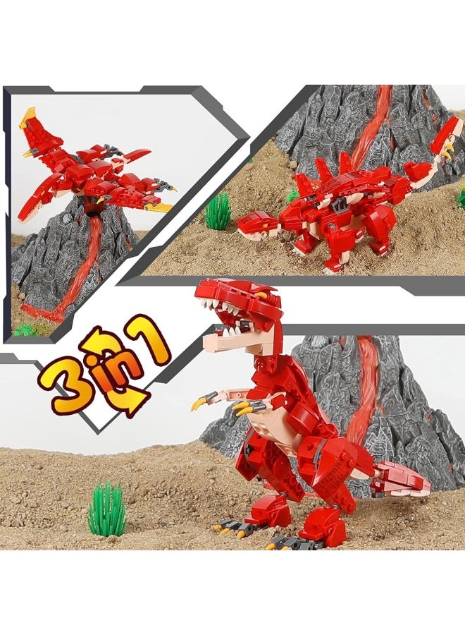 STEM 3 in1 Dinosaurs Building Kits 287PCS, Toys for Kids Age 6-10 Year Old, Educational Building Sets Best Gifts for Boy 6-10