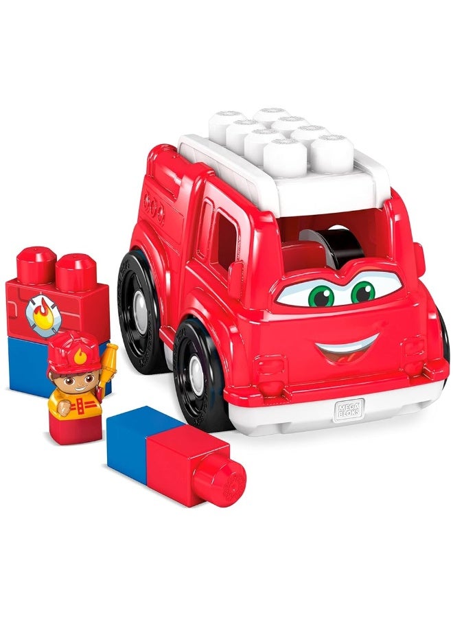 Mega BLOKS First Builders Toddler Building Blocks Toy Set Freddy Firetruck with 6 Pieces and Storage 1 Figure Red Ages 1 Years