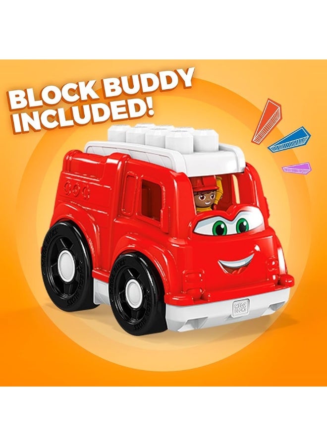 Mega BLOKS First Builders Toddler Building Blocks Toy Set Freddy Firetruck with 6 Pieces and Storage 1 Figure Red Ages 1 Years