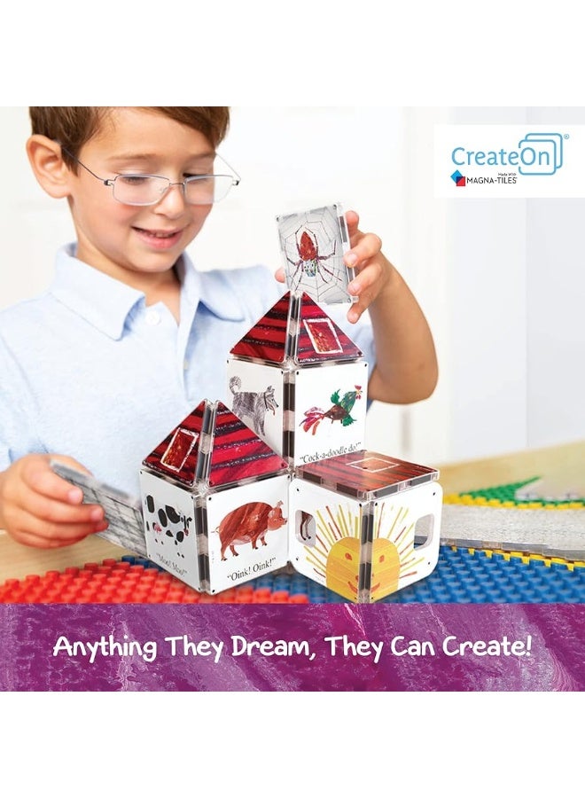 CreateOn MagnaTiles The Very Busy Spider Eric Carle The Very Hungry Caterpillar Set Kids Building Toys from Eric Carle Books for Kids Educational MagnetTiles Toys for Ages 3 17 Pieces