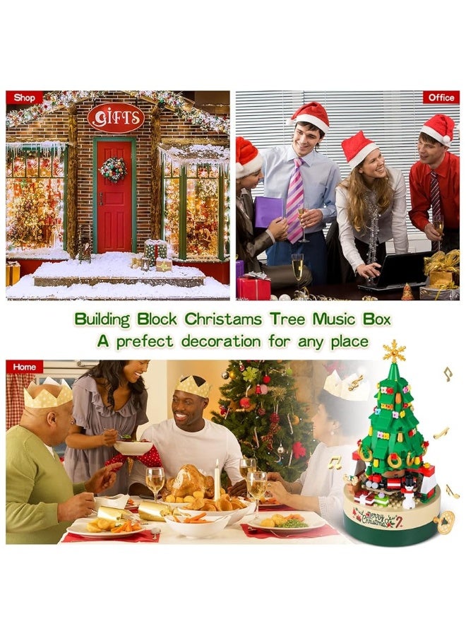 AOKESI Christmas Tree Building Kits for Kids & Families - Christmas Building Bricks Music Box, Creative Xmas Building Gift Toy for Boys & Girls and Adults (373 Pcs)