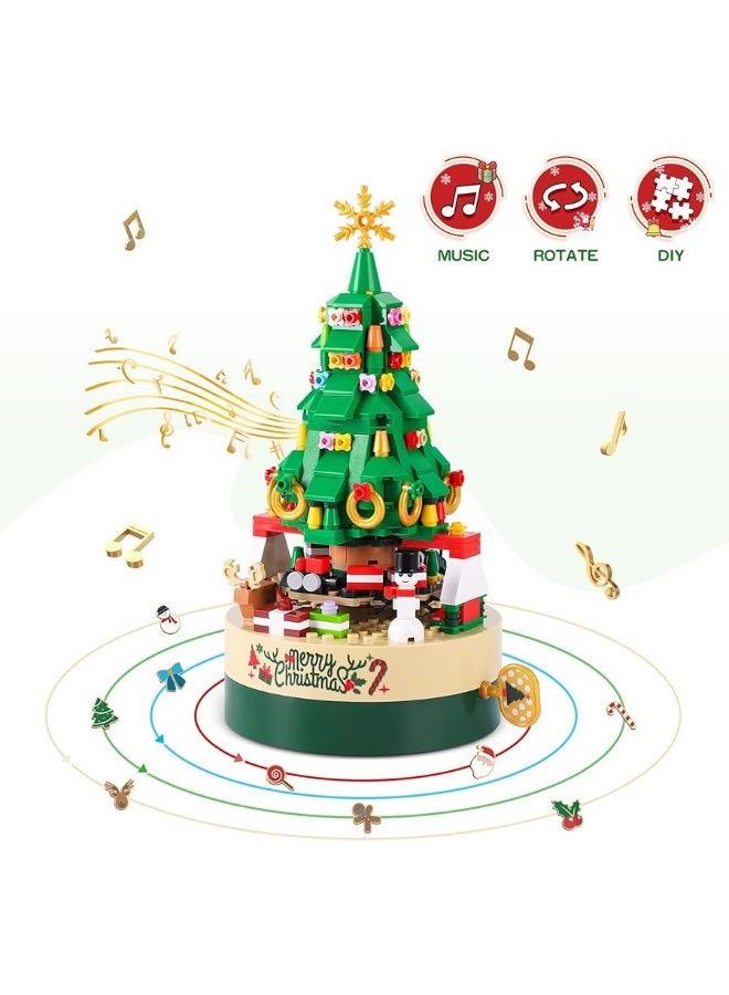 AOKESI Christmas Tree Building Kits for Kids & Families - Christmas Building Bricks Music Box, Creative Xmas Building Gift Toy for Boys & Girls and Adults (373 Pcs)