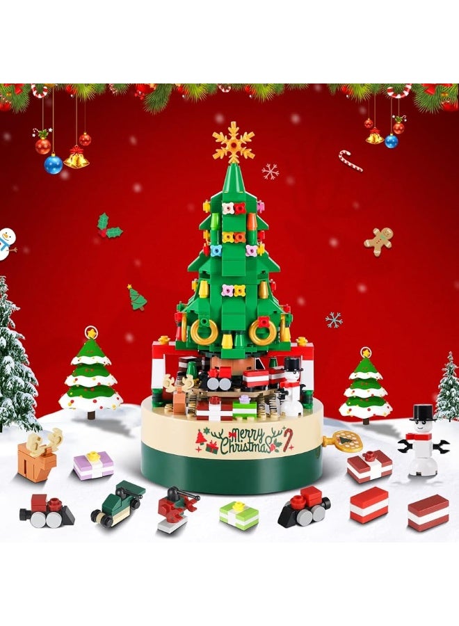 AOKESI Christmas Tree Building Kits for Kids & Families - Christmas Building Bricks Music Box, Creative Xmas Building Gift Toy for Boys & Girls and Adults (373 Pcs)