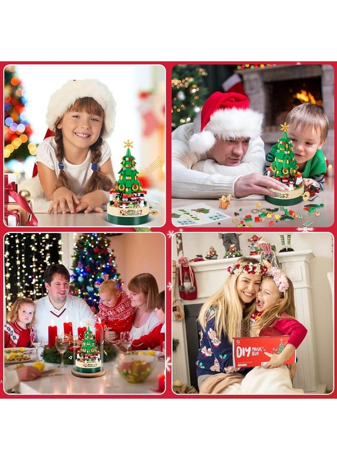 AOKESI Christmas Tree Building Kits for Kids & Families - Christmas Building Bricks Music Box, Creative Xmas Building Gift Toy for Boys & Girls and Adults (373 Pcs)