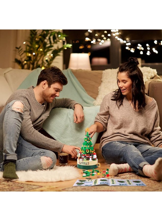 AOKESI Christmas Tree Building Kits for Kids & Families - Christmas Building Bricks Music Box, Creative Xmas Building Gift Toy for Boys & Girls and Adults (373 Pcs)