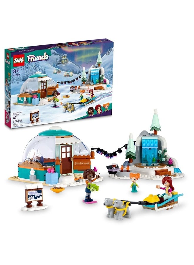 LEGO Friends Igloo Holiday Adventure 41760 Building Toy Set for Ages 8+, with 3 Dolls, 2 Dog Characters, A Winter Themed Gift for Kids 8-10 Who Love Snowy Adventures, Dog Sledding and Pretend Play