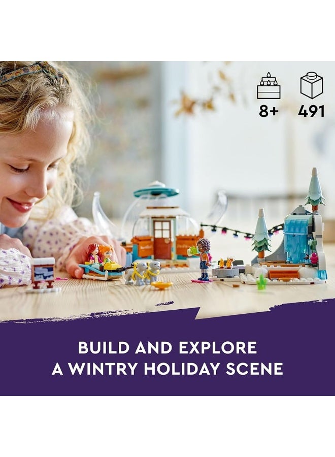 LEGO Friends Igloo Holiday Adventure 41760 Building Toy Set for Ages 8+, with 3 Dolls, 2 Dog Characters, A Winter Themed Gift for Kids 8-10 Who Love Snowy Adventures, Dog Sledding and Pretend Play