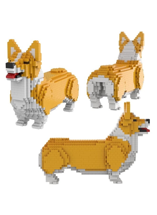 Dog Building Blocks Animal Dog Block Dog Building Set Animals Building Blocks 1:1 Life-Size Dogs Building Animal Set DIY 3D Block Toy Building Blocks for Kids Or Adult 1520PCS (Corgi)