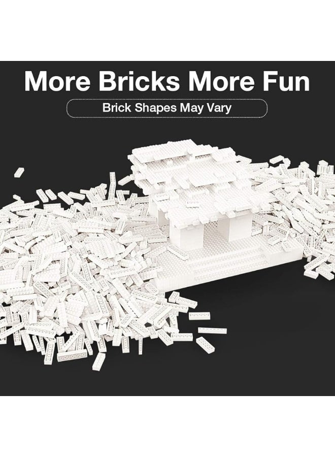 Lekebaby Building Bricks 1500 PCS Classic Building Blocks, Compatible with All Major Brands, White