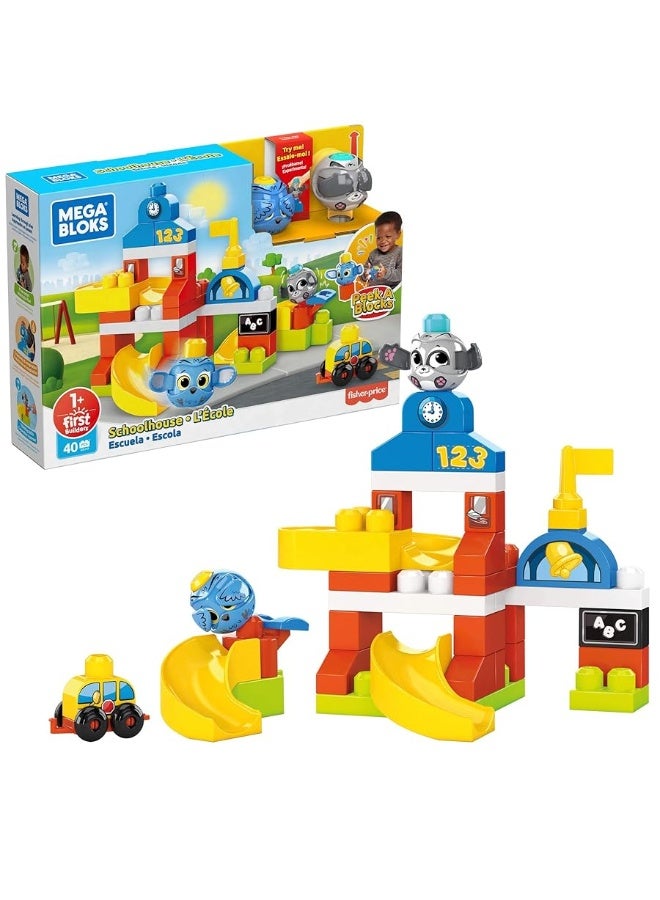 Mega Bloks Peek A Blocks Schoolhouse with Big Building Blocks Building Toys for Toddlers 42 Pieces