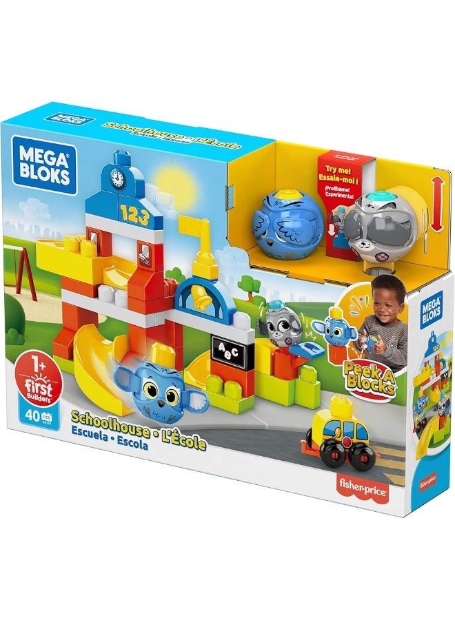 Mega Bloks Peek A Blocks Schoolhouse with Big Building Blocks Building Toys for Toddlers 42 Pieces