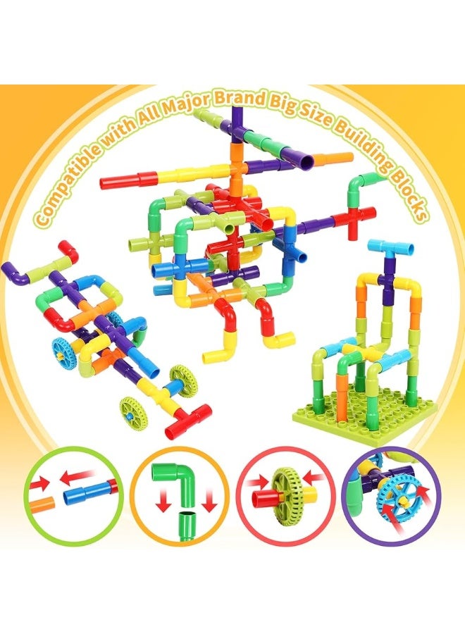 STEM Toy Pipe Tube Building Set for Kids 175 Pieces Interlocking Construction Tubular Pipes Blocks Set with Storage Container Box Educational Toy Building Pipeworks Blocks Gift for Boys Girls Age 3