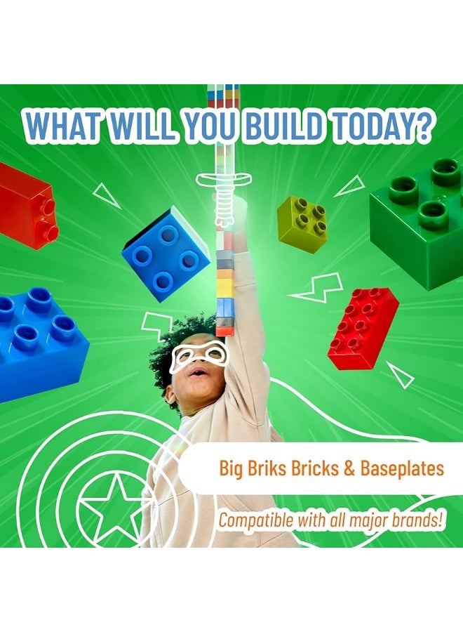 Strictly Briks Toy Large Building Blocks for Kids and Toddlers, Big Bricks Set for Ages 3 and Up, 100% Compatible with All Major Brands, Blue, Green, Red, and Yellow, 108 Pieces