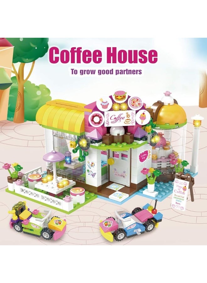 Friends Coffee House Pool Party Building Kit for Kids, Cafe Shop Swimming Pool Building Blocks Sets Creative Roleplay Christmas Birthday Gift for Girls Age 6-12 with Storage Box (1140 Pieces)