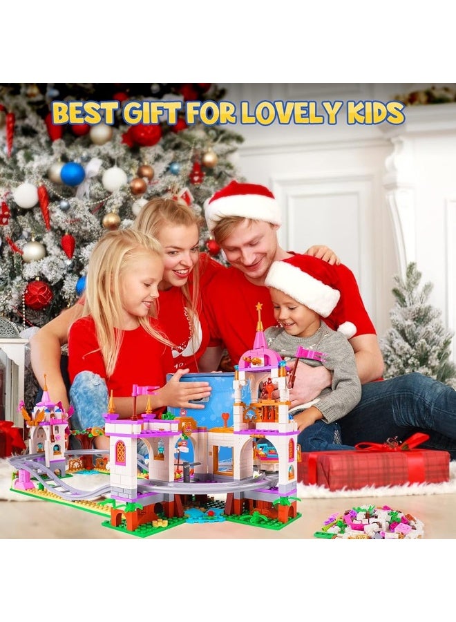 HOGOKIDS Friend Roller Coaster Building Set - 711 Pieces Girls Amusement Park Building Block Kit STEM Playground Park Pink Construction Birthday Gift Toys for Kids Girls Boys Aged 6 7 8 9 10 11