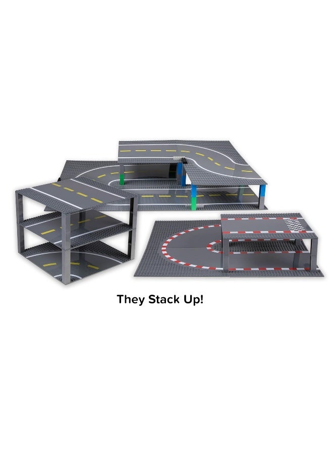 Strictly Briks Toy Building Block Classic Baseplates 10â€ x 10â€ Building Brick Base Plate Toy Kit for Kid, Building Bases for City Roads, Towns, Garages and More, 4 Pc, 2 Straight and 2 Curved