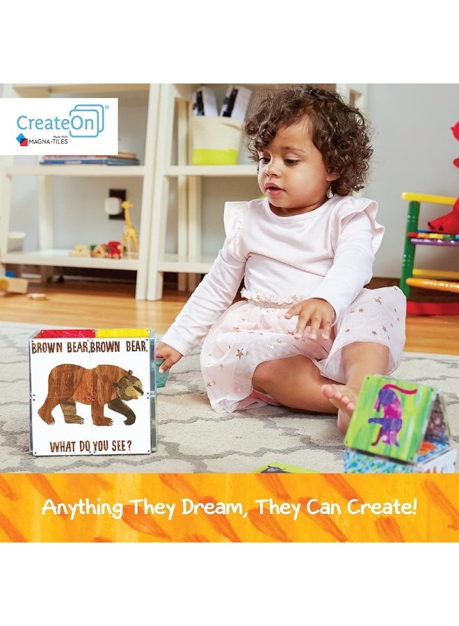 CreateOn Magna-Tiles Brown Bear, What Do You See? (The Very Hungry Caterpillar) Set, Eric Carle Books for Kidsâ€™ Building Toys, Magnet-Tiles Toys for Ages 3+, 16 Pieces