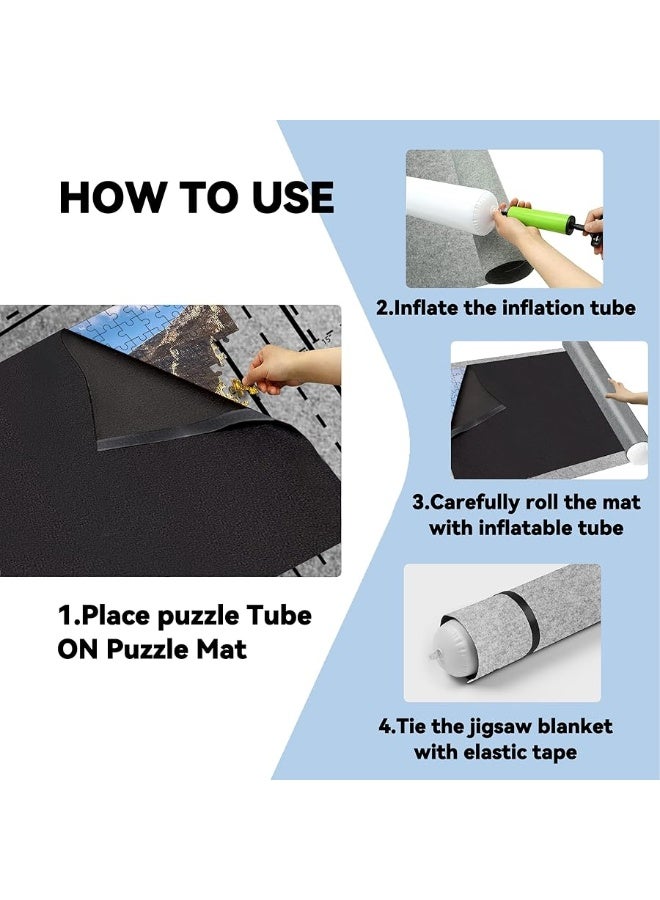Puzzle Saver with Lid 1000 1500 Pieces Puzzles Board Storage Cover Transport Pump Glue Portable Felt Inflatable Stick Organizer Pad Tabletop Frame Travel Carrier Kit Table Top Rug Keep Cat away from