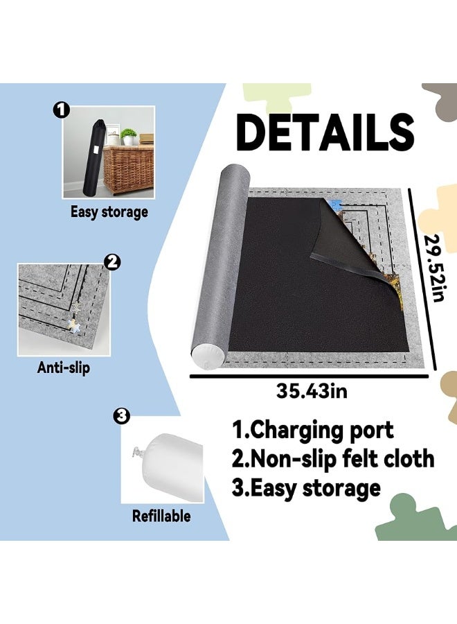 Puzzle Saver with Lid 1000 1500 Pieces Puzzles Board Storage Cover Transport Pump Glue Portable Felt Inflatable Stick Organizer Pad Tabletop Frame Travel Carrier Kit Table Top Rug Keep Cat away from
