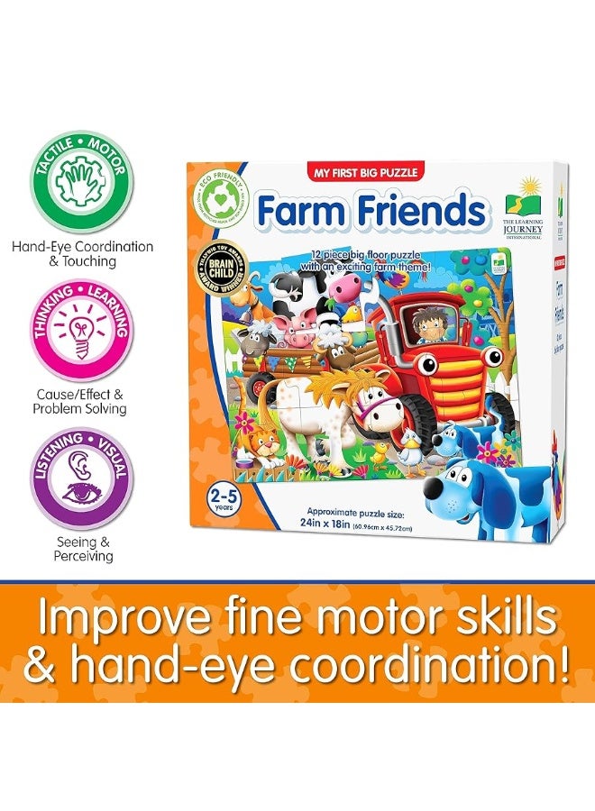 The Learning Journey My First Big Floor Puzzle - Farm Friends - 12 Piece Toddler Puzzle (2 X 1.5') - Educational Gifts for Boys & Girls Ages 2 & Up, Multi