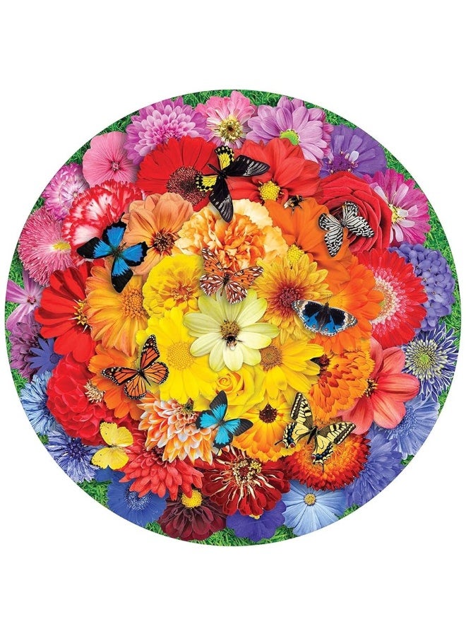 Springbok 500 Piece Round Jigsaw Puzzle Colorful Bloom  Made in USA