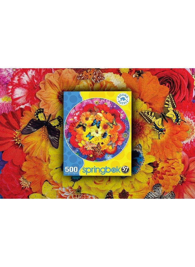 Springbok 500 Piece Round Jigsaw Puzzle Colorful Bloom  Made in USA