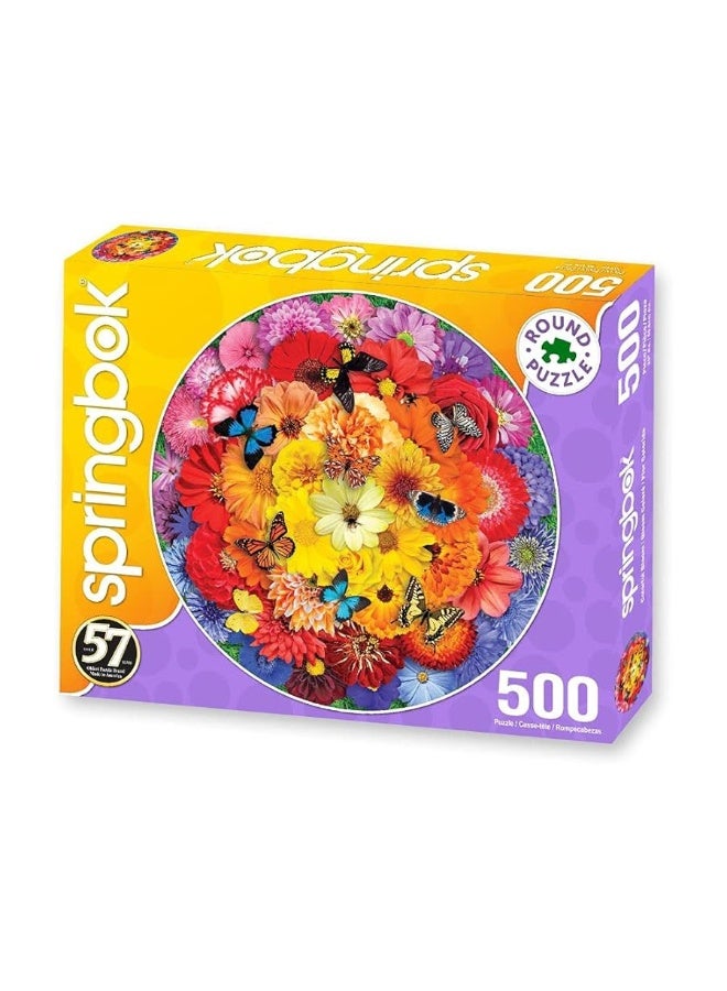 Springbok 500 Piece Round Jigsaw Puzzle Colorful Bloom  Made in USA