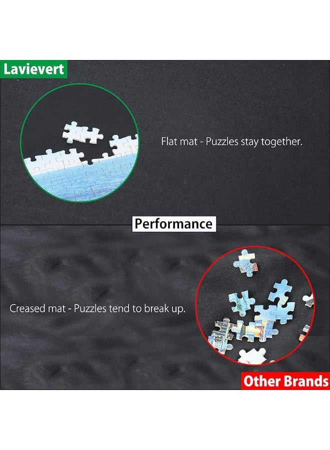 Lavievert Jigsaw Puzzle Roll Mat Puzzle Storage Saver Black Felt Mat, Long Box Package, No Folded Creases, Jigroll Up to 1,500 Pieces - Comes with A Drawstring Opening Design Bag