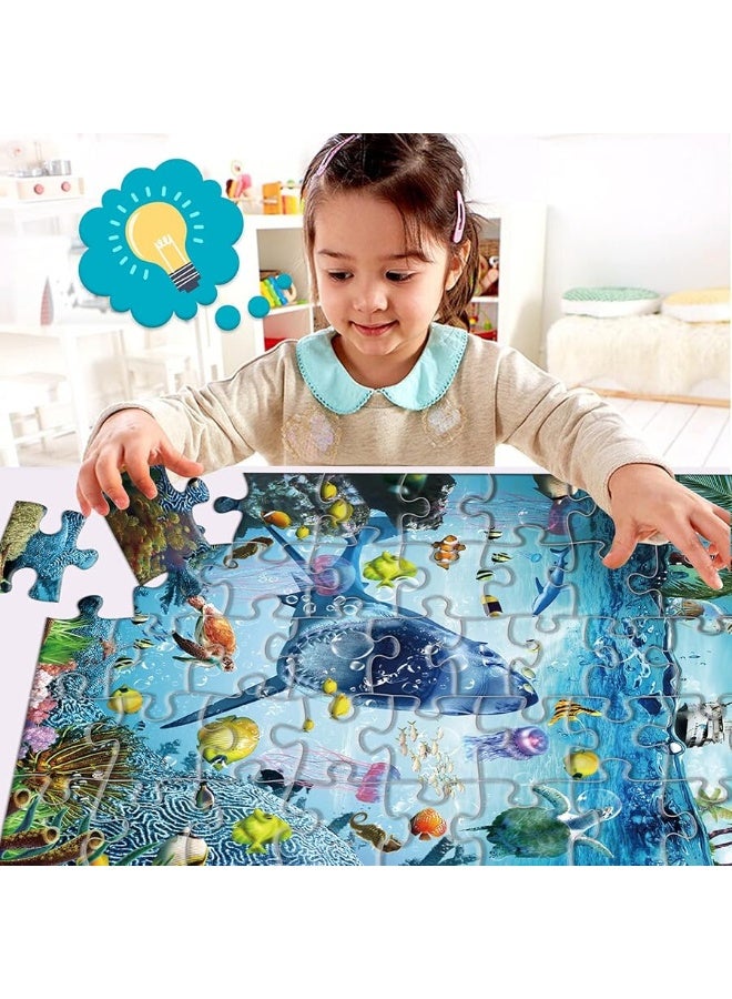 Kids Puzzle for Kids Ages 48 Ocean Floor PuzzleUnderwater Shark Pattern Design PuzzleRaising Children Recognition Promotes HandEye Coordination Glow in The Dark 46Pcs 24x18in