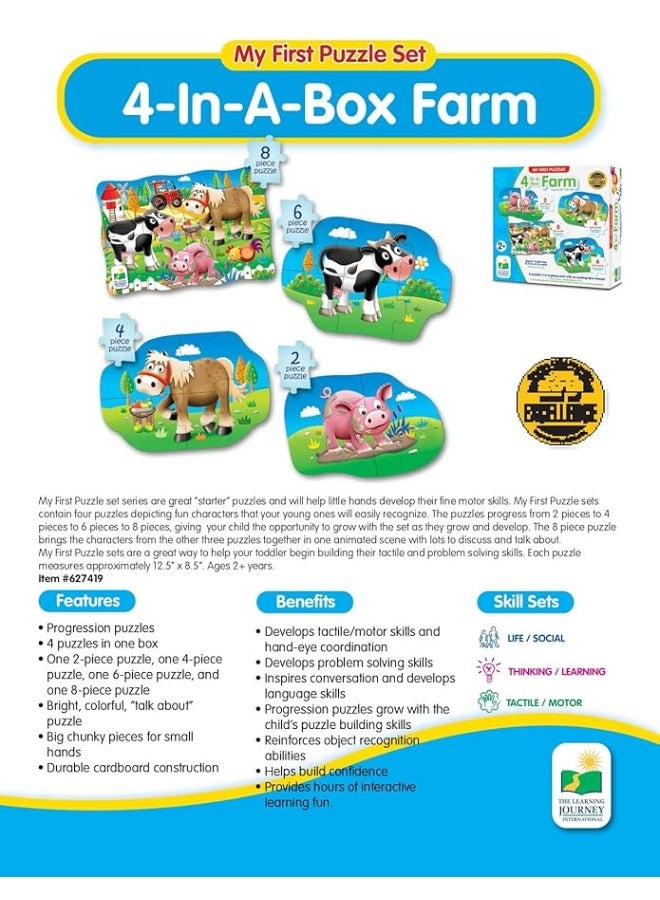 The Learning Journey: My First Puzzle Sets 4-In-A-Box Farm â€“ Farm-Themed Puzzle Sets - Educational Toddler Toys & Activities for Children Ages 2-5