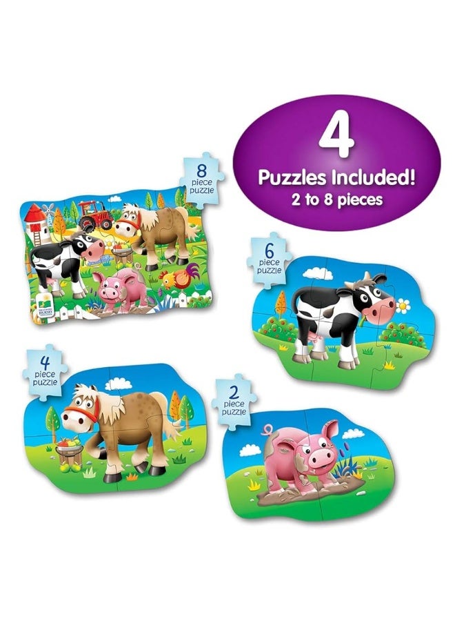 The Learning Journey: My First Puzzle Sets 4-In-A-Box Farm â€“ Farm-Themed Puzzle Sets - Educational Toddler Toys & Activities for Children Ages 2-5