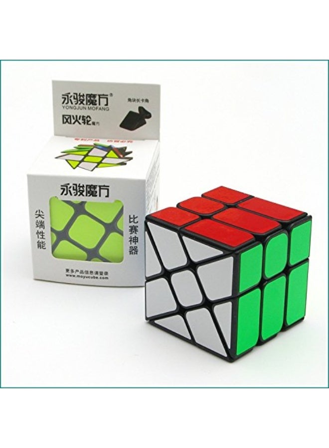 CuberSpeed Windmill Magic Cube 3x3 Black Wheel Fenghuolun Twisty Puzzle 3x3x3 Speed Cube Puzzle