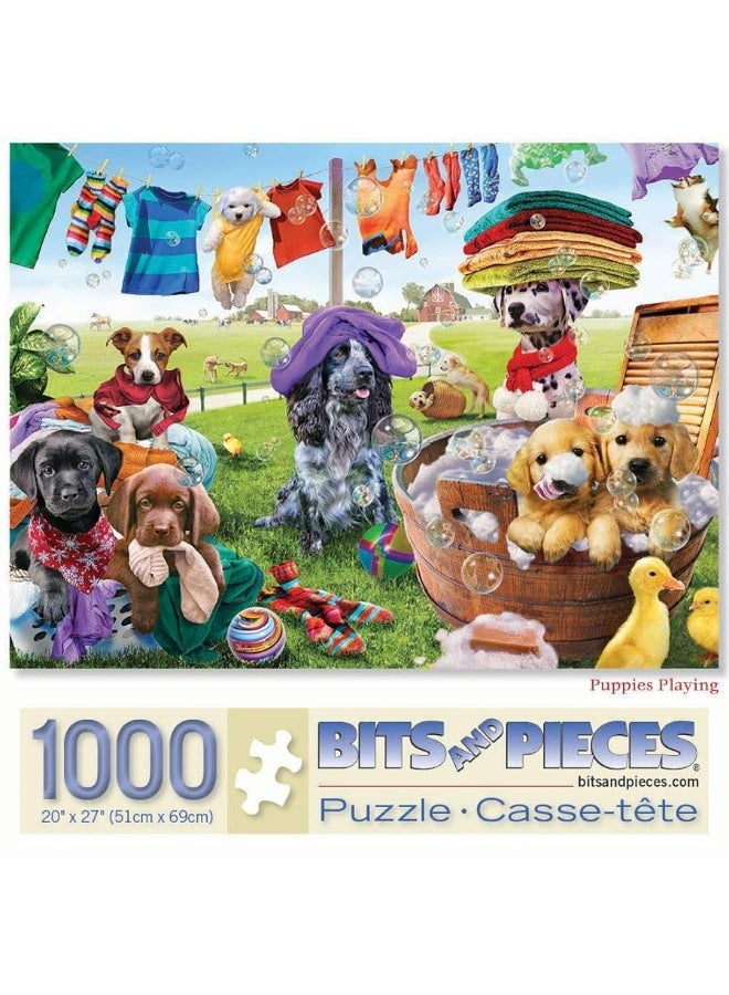 Bits and Pieces  Puppies Playing 1000 Piece Jigsaw Puzzles for Adults  Each Puzzle Measures 20 Inch x 27 Inch  1000 pc Jigsaws by Artist Adrian