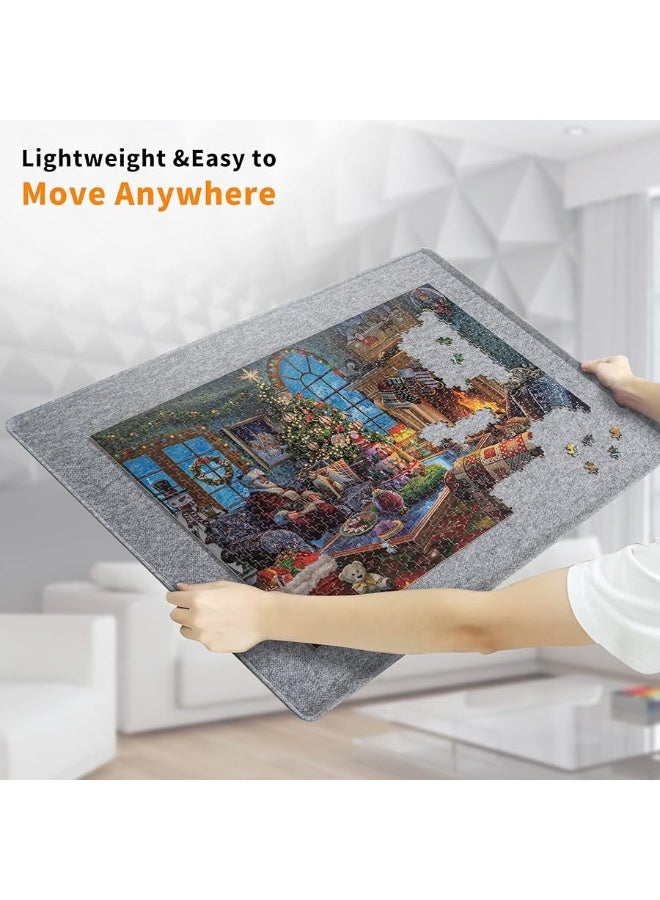 Lavievert Jigsaw Puzzle Board with Cover & 8 Sorting Trays, Portable Puzzle Mat, Lightweight Felt Puzzle Table for Adults, Large Puzzle Storage Saver Holder for Up to 1500 Pieces - Light Gray